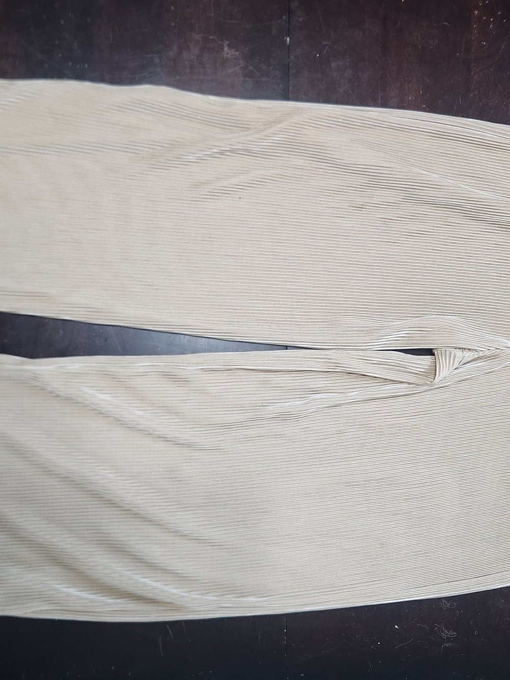 Papermoon Cream Pleated Wide-Leg Knit Pants